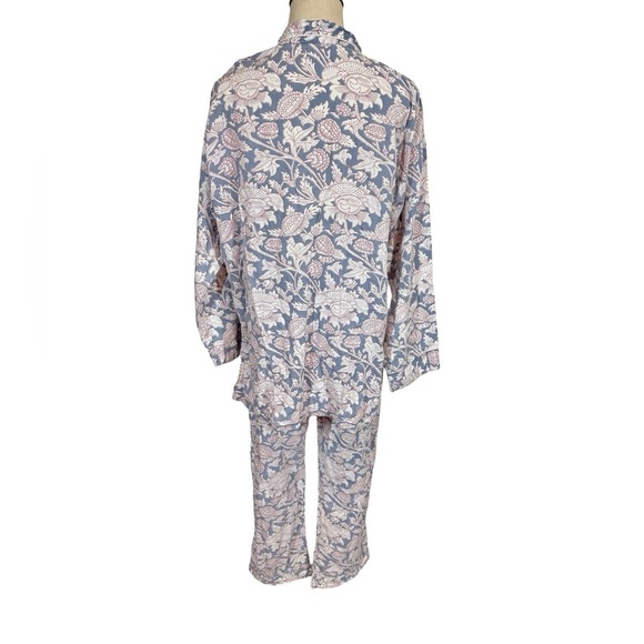 Pax Philomena Laura Floral Gray Block Print Long Sleeve Pajamas Set - Picture 5 of 12
